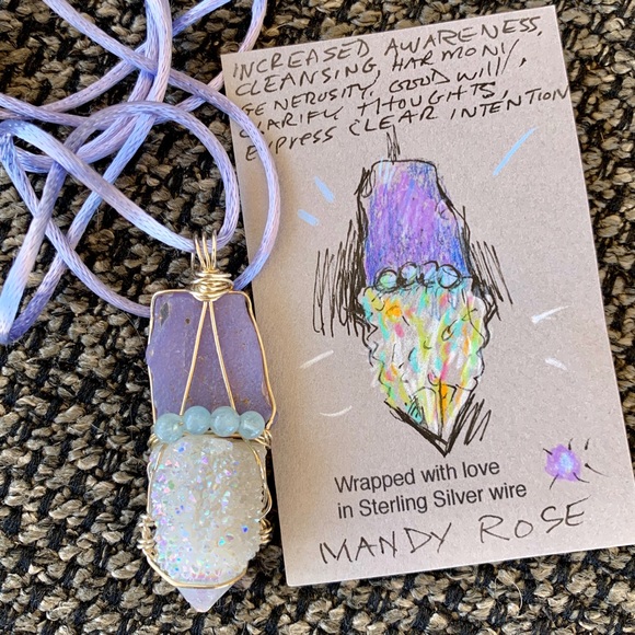 Hand Crafted Jewelry - 🎉HP🎉Holly Blue, Aquamarine, Angel Aura Pendant